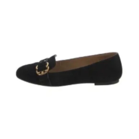 Tory Burch Loafers Suede Black Gold 8 1/2 - 9 US - Picture 1 of 1